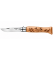 Coltello Chiudibile e Tascabile OPINEL con manico in Legno Di Faggio con incisione al laser e Lama in acciaio inox da 8,5 cm.