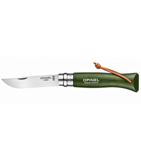Coltello Chiudibile e Tascabile OPINEL con manico in Legno Colore Kaki e Lama in acciaio inox da 8 cm.