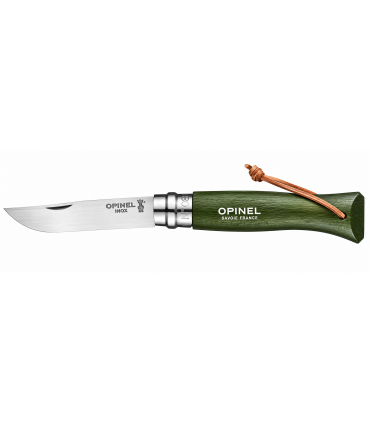 Coltello Chiudibile e Tascabile OPINEL con manico in Legno Colore Kaki e Lama in acciaio inox da 8 cm.