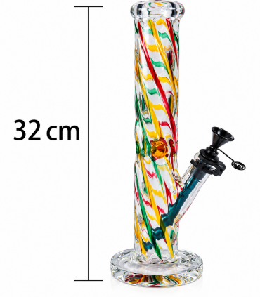Bong PROF FULLY TWISTED in vetro trasparente spessore 6mm. H.32cm confezionato in scatola
