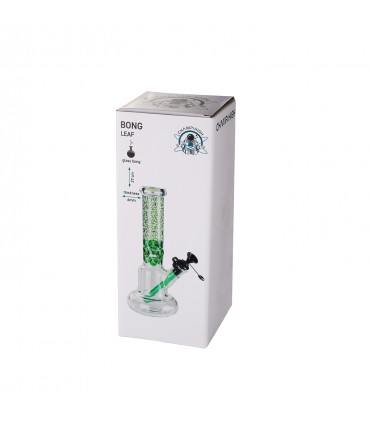 Bong PROF LEAF in vetro trasparente spessore 6mm. H.27cm confezionato in scatola