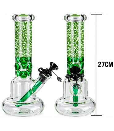 Bong PROF LEAF in vetro trasparente spessore 6mm. H.27cm confezionato in scatola