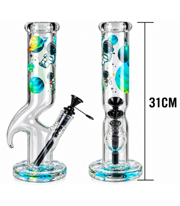 Bong PROF SPACE in vetro trasparente spessore 6mm. H.31 cm confezionato in scatola