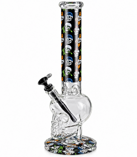 Bong PROF SKULL in vetro trasparente spessore 6mm. H.41 cm confezionato in scatola