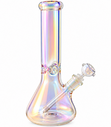 Bong ATOMIC in vetro trasparente perlato spessore 9mm. H.38cm confezionato in scatola