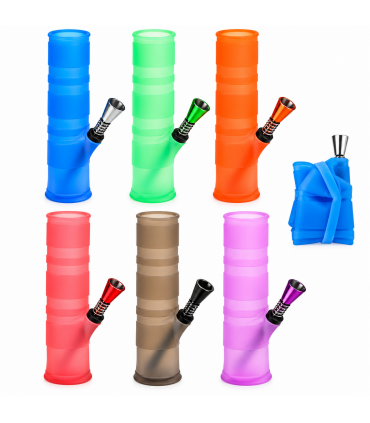 Bong in Silicone Atomic H.20 cm e Bocchino in metallo e Plastica Disponibile in vari colori