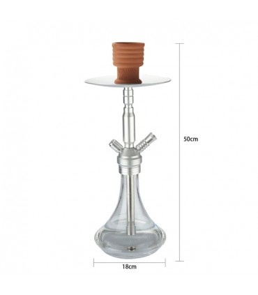 Narghilè Champ Marrakech in Vetro Trasparente 1 Tubo H.42 cm