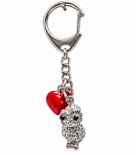 CORNO PREDAN IN METALLO SMALTATO GUFO + CUORE CONFEZIONATO IN SCATOLA REGALO