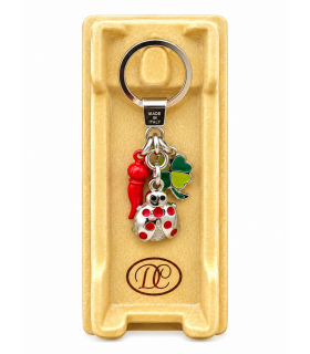 Corno Portafortuna SMALTATO A MANO CON COCCINELLA E QUADRIFOGLIO CONFEZIONATO IN ELEGANTE SCATOLA DA REGALO