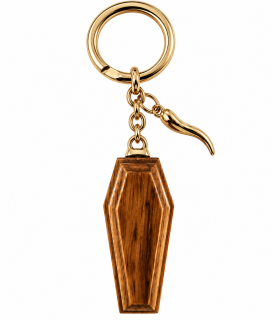 PORTACHIAVI PREDAN CON CASSA DA MORTO IN LEGNO CON CORNO IN METALLO SMALTATA A MANO CONFEZIONATO IN ELEGANTE SCATOLA DA REGALO
