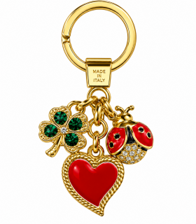 Portafortuna in Metallo Artigianale e Smaltato a Mano Con Coccinella Quadrifoglio e Cuore IN ELEGANTE SCATOLA DA REGALO