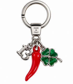 Corno Portafortuna in Metallo Artigianale e Smaltato a Mano Con Numero 13 e Quadrifoglio IN ELEGANTE SCATOLA DA REGALO