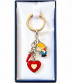 Portachiavi Predan Corno + Cuore + Cupido in Metallo SMALTATO A MANO confezionato in scatola da regalo