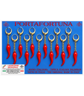 Corno PICCOLO H.5CM  Predan in plastica con catena cartella da 12 pz.