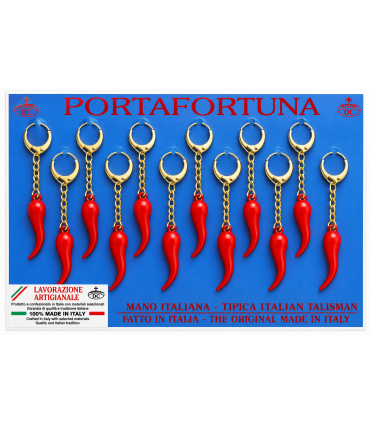 Corno PICCOLO H.5CM  Predan in plastica con catena cartella da 12 pz.