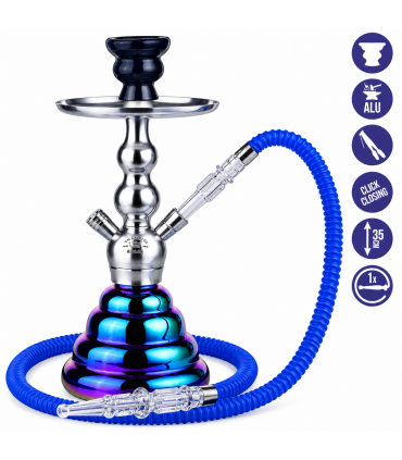 Narghilè Champ malik FES SILVER RAINBOW BASE IN ALLUMINIO e Metallo 1Tubo H.35CM