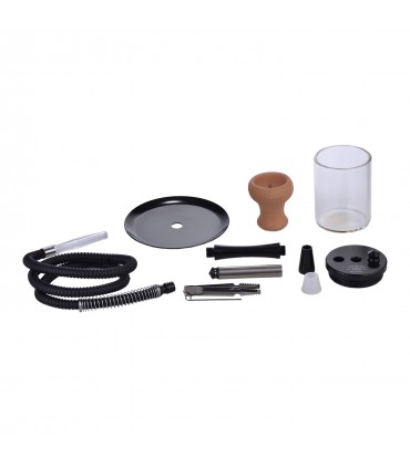Narghilè Champ Deroua Black in Vetro e Alluminio 1 Tubo H.34 cm colore Nero
