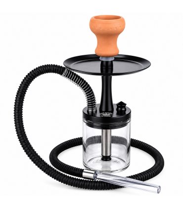 Narghilè Champ Deroua Black in Vetro e Alluminio 1 Tubo H.34 cm