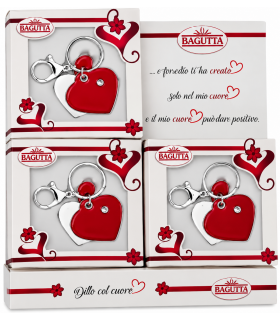 EXPO KIT PORTACHIAVI BAGUTTA  CUORE 6 PZ ASSORTITI CONFEZIONATI SINGOLARMENTE CON SCATOLA E BUSTA DA REGALO AK2056