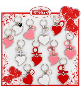 EXPO KIT PORTACHIAVI BAGUTTA  CUORE 12 PZ ASSORTITI CONFEZIONATI SINGOLARMENTE CON SCATOLA E BUSTA DA REGALO AK2231