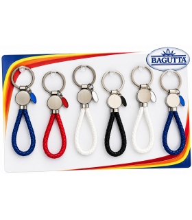 EXPO KIT BAGUTTA 2X8 PORTACHIAVI TONDI CON CORDONCINO CONFEZIONATI IN BUSTA DA REGALO AK1965