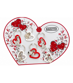 EXPO KIT PORTACHIAVI BAGUTTA  CUORE 12 PZ ASSORTITI CONFEZIONATI SINGOLARMENTE CON SCATOLA E BUSTA DA REGALO AK2178