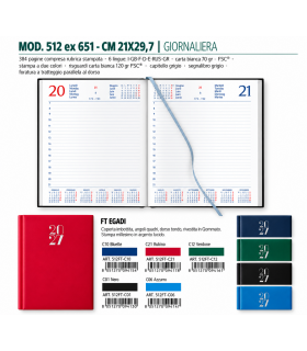 Agenda Giornaliera 2027 mis.21x29.7 Mod. EGADI disponibile in 2 colori (BLUETTE-VERDE)