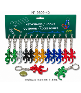 PORTACHIAVI GEKO UTILIZZABILE ANCHE COME APRIBOTTIGLIE CARTELLA DA 12PZ LUNGHEZZA 11,5 CM COLORI ASSORTITI