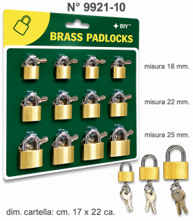 Lucchetti con anello Portachiavi Cartella da 12 pz. misure assortite