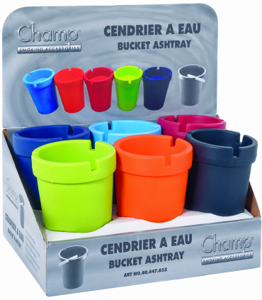 Posacenere Champ in plastica expo da 6pz. COLORI ASSORTITI
