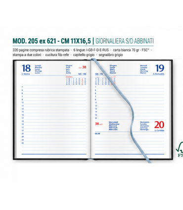 Agenda giornaliera 2027 mis.11x16.5 Mod. MARMORA S/D ABBINATI DISPONIBILE IN 4 COLORI (GRIGIO-ROSSO-BLU-TURCHESE)