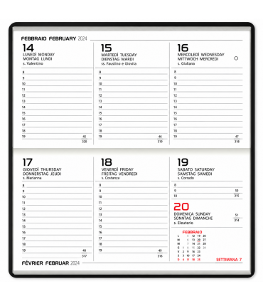 Agenda settimanale 2027 mis.8x15 ORIZZONTALE Mod. COPACABANA DISPONIBILE IN 4 COLORI (BLUETTE-VERDE CHIARO-FUCSIA-VERDE)