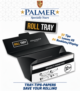 Cartina PALMER tray roll KING SIZE slim BLACK + FILTRI IN CARTA CONF. DA 24 LIBRETTI CON 32 CARTINE E 32 FILTRI