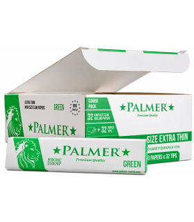 Cartina PALMER KING SIZE slim GREEN + FILTRI IN CARTA CONF. DA 24 LIBRETTI CON 32 CARTINE E 32 FILTRI