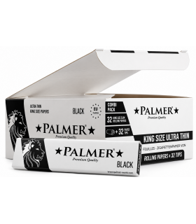 Cartina PALMER KING SIZE slim BLACK + FILTRI IN CARTA CONF. DA 24 LIBRETTI CON 32 CARTINE E 32 FILTRI