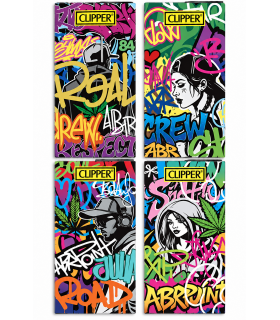 Cartina Clipper LUNGA PREMIUM GRAFFITI GLOW + FILTRI IN CARTA conf.12 libretti da 32 cartine + 32 filtri CON 4 GRAFICHE