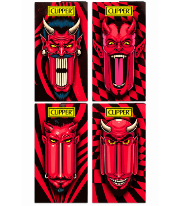 Cartina Clipper LUNGA PREMIUM LARGE DEMON + FILTRI IN CARTA conf.12 libretti da 32 cartine + 32 filtri CON 4 GRAFICHE