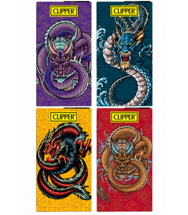 Cartina Clipper LUNGA PREMIUM DRAGONIST + FILTRI IN CARTA conf.12 libretti da 32 cartine + 32 filtri CON 4 GRAFICHE