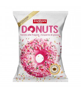 DONUTS FARCITO ALLA FRAGOLA E RICOPERTO AL CIOCCOLATO DA  60G CARTONE DA 18 PZ.