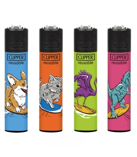 Accendino Clipper Large SURF ANIMALS conf. 48 pz. assortiti con 4 grafiche