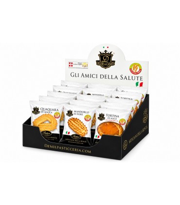 BISCOTTI ARTIGIANALI PAUTASSI 35gr SENZA GLUTINE EXPO DA 36PZ. assortiti TORTINO ALBICOCCA QUAQUARA MANDORLO