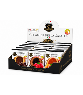 TORTINE MISTE ARTIGIANALI PAUTASSI 45gR SENZA GLUTINE EXPO DA 30PZ. assortiti con 3 gusti ALBICOCCA CACAO E LAMPONE CIOCCOLATO