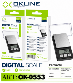 Mini Bilancia Digitale OKLINE di Precisione 200g/0.01g in scatola DISPLAY LCD RETROILLUMINATO