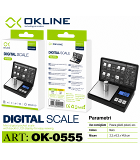 Mini Bilancia Digitale OKLINE di Precisione 200g/0.01g in scatola DISPLAY LCD RETROILLUMINATO