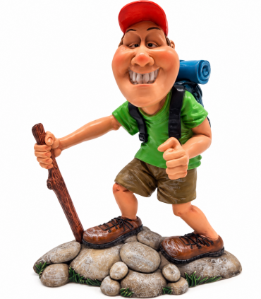 Caricatura Mestieri in resina "Lo Scalatore Treking" H. 15 cm Confezionata in scatola regalo