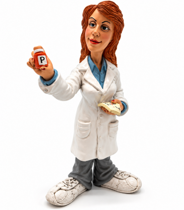 Caricature Mestieri in resina "La Farmacista Donna" H.16.5 cmConfezionata in scatola regalo