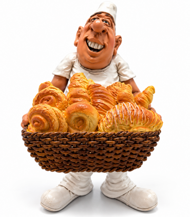 Caricature Mestieri in resina "Pasticciere" H. 15 cm Confezionata in scatola regalo