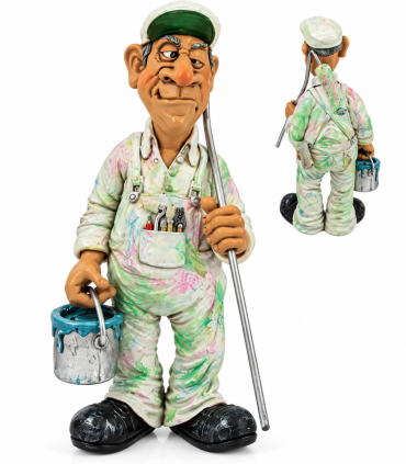 Caricature Mestieri IN RESINA "L'imbianchino" H. 17 cm