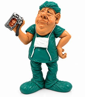 Caricature Mestieri IN RESINA  "IL CHIRURGO" H. 16 cm Confezionata in scatola regalo