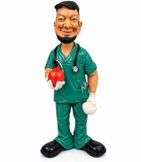 Caricatura Mestier IN RESINA  "Infermiere Uomo" H. 15 cm.  Confezionata in scatola regalo